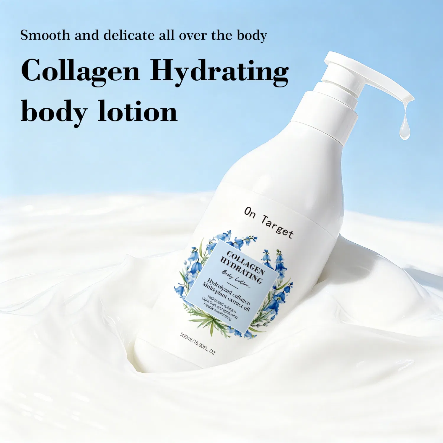 OEM/ODM Floral Fragrance Gel Dry Skin Hyaluronic Acid Non-Greasy Turmeric Skin Moisturizing Care Body Lotion Bottle