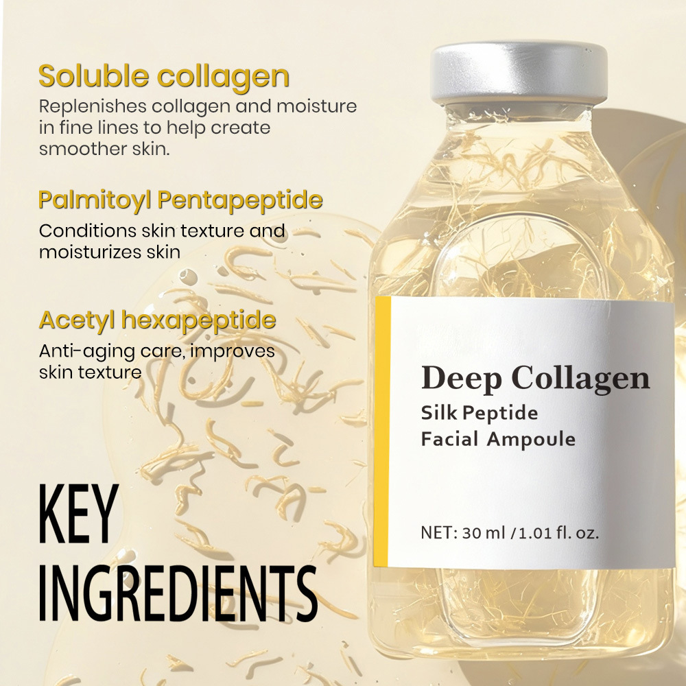 30ml Glass Bottle Collagen Intensive Peptide Ampoule Skin Smoothing Silk Collagen Peptide Serum Peptide Complex Anti-Aging Serum