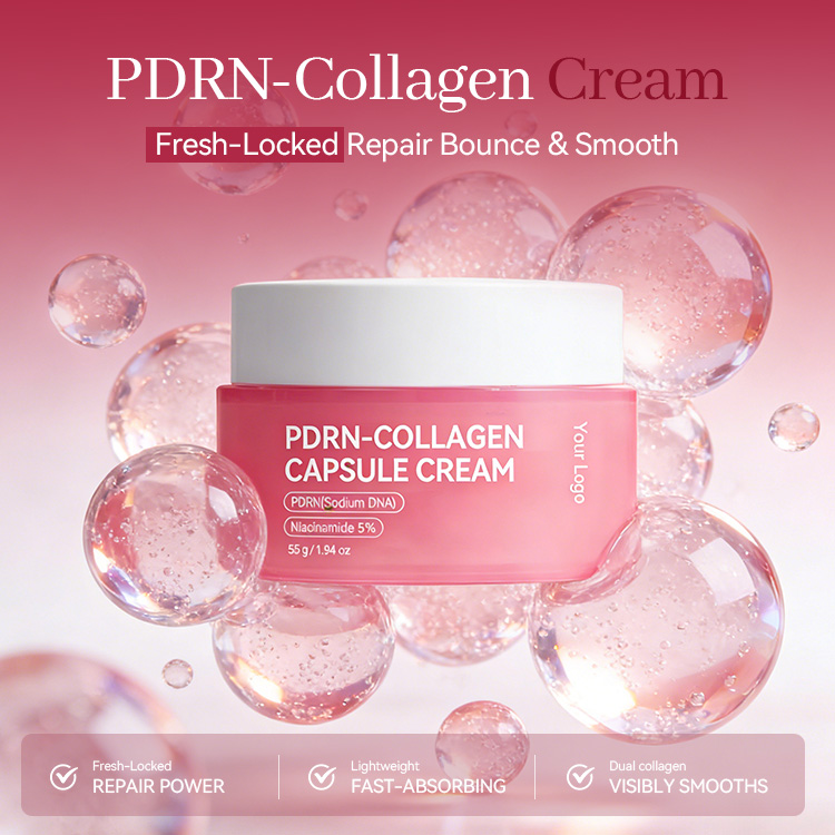 OEM Customized Salmon DNA PDRN Cream with Collagen Gel Niacinamide Vitamin C Peptide for Anti-Aging Moisturizer Korean Skincare