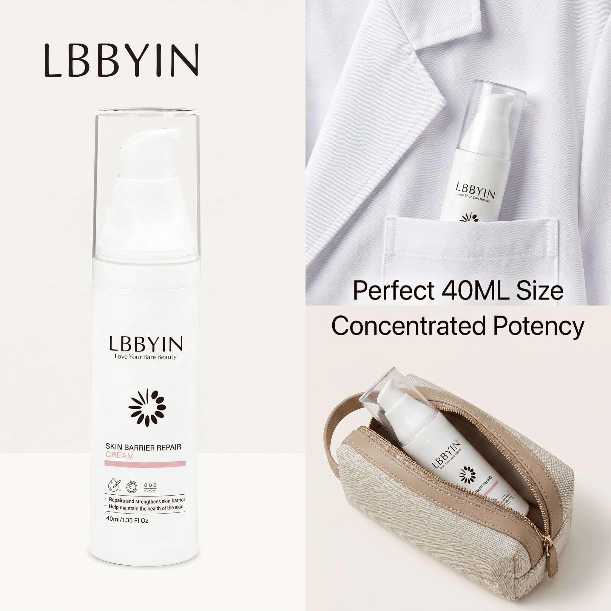 LBBYIN Bio-Barrier Recovery Cream Ceramide Squalane Hypoallergenic Moisturizer, Ultra Gentle Soft &amp; Rich Cream for Impaired Skin