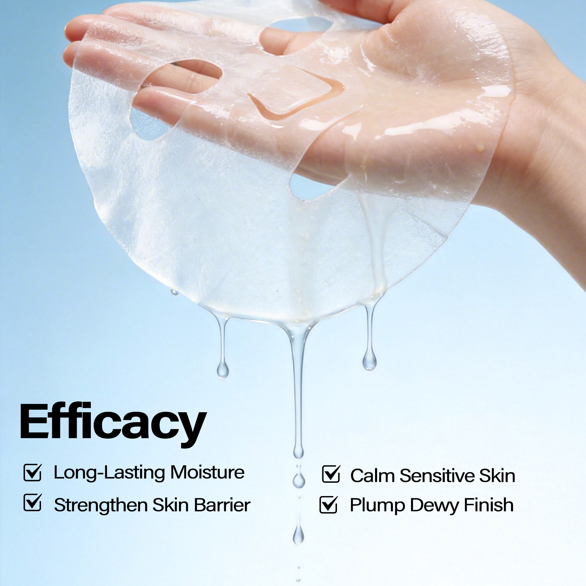 OEM ODM Low Molecular Weight HA Mask with 5D Hyaluronic Acid Long-Lasting Moisture Calms Sensitive Skin Plump Dewy Finish