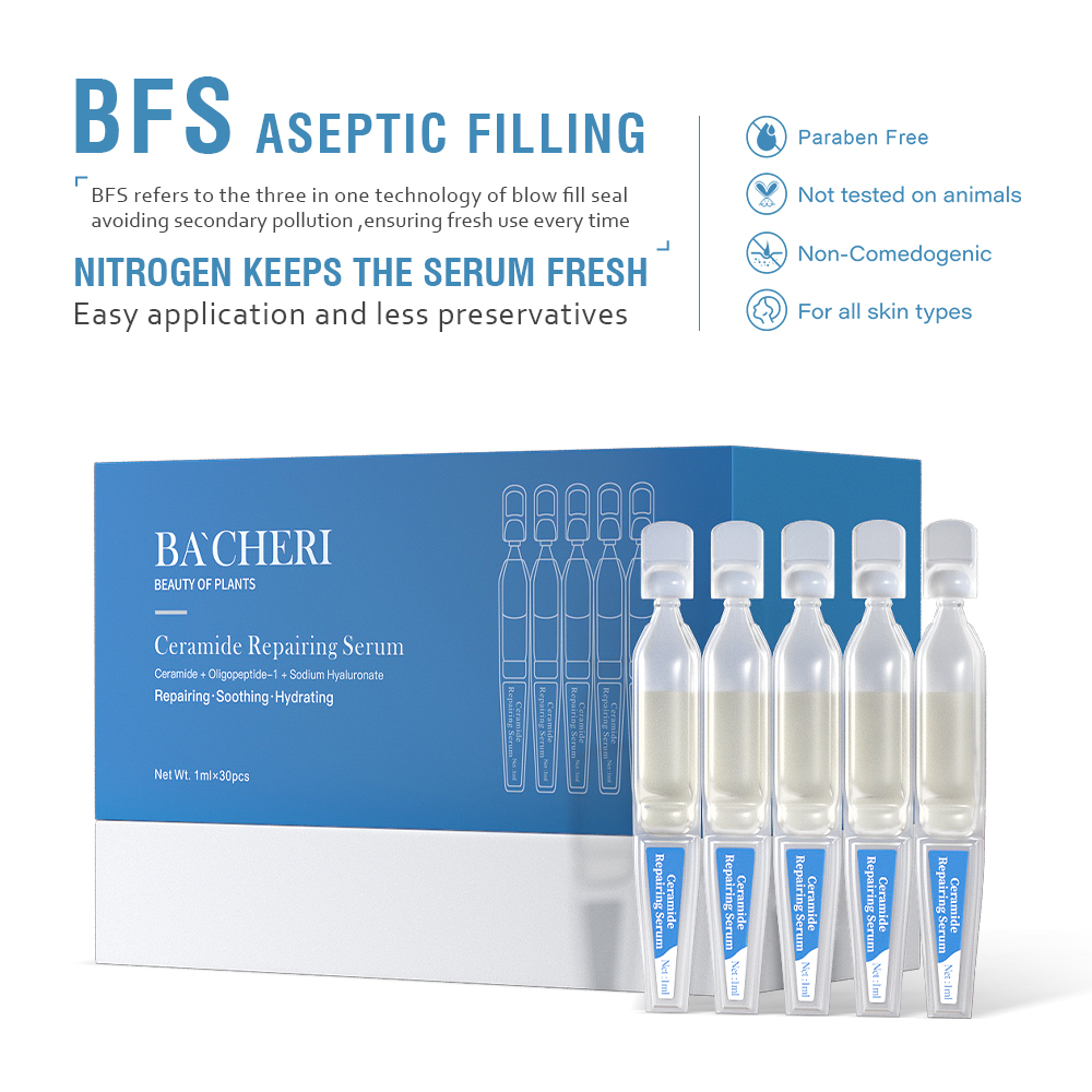 Private Label Skin Care Ceramide Oligopeptide Sodium Hyaluronate Repairing Soothing Hydrating Face Ampoule Serum