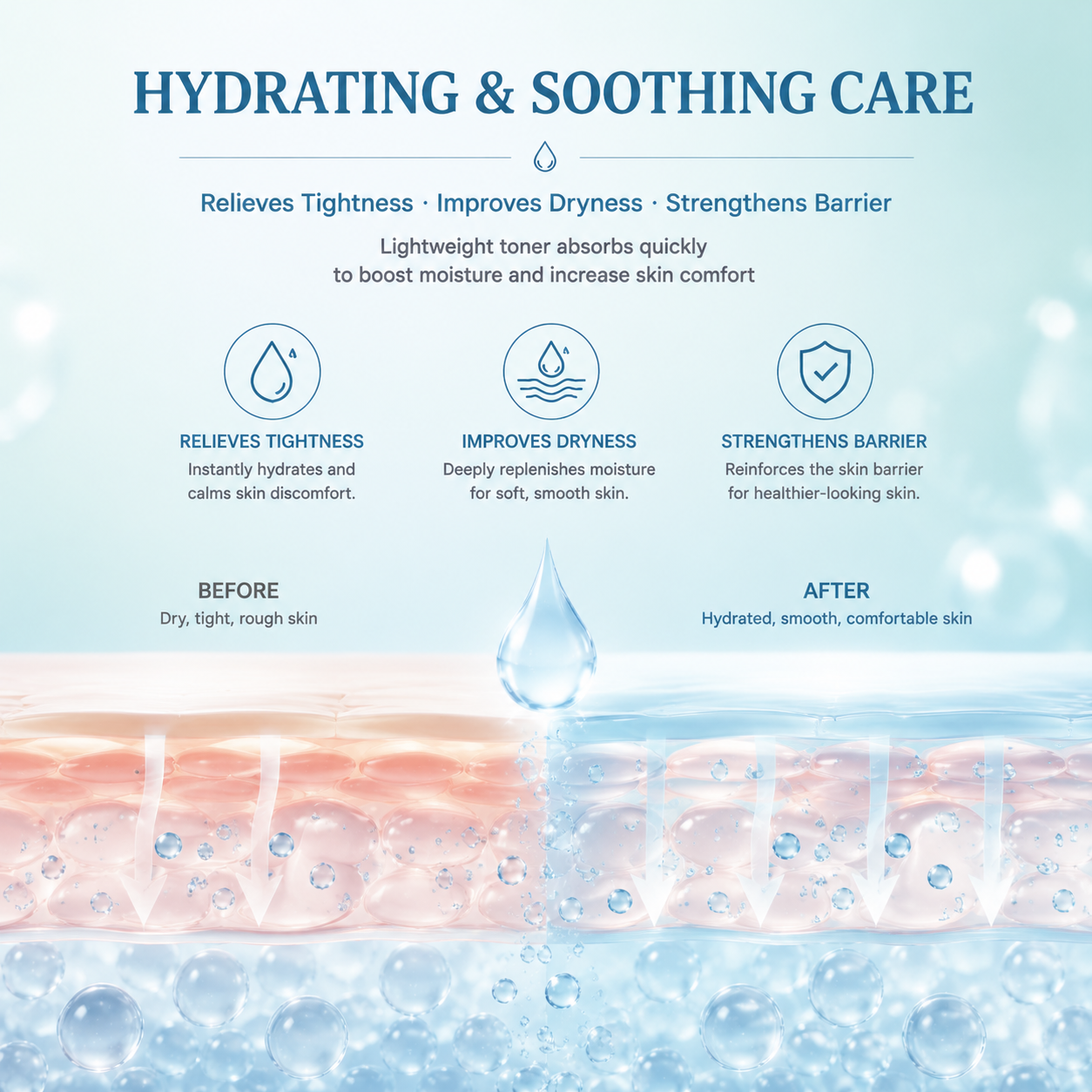 Vegan Organic Luxury Skincare Barrier Repair Deep Moisture Hydrating Soothing Hyaluronic Acid Face Toner for Dry Sensitive Skin