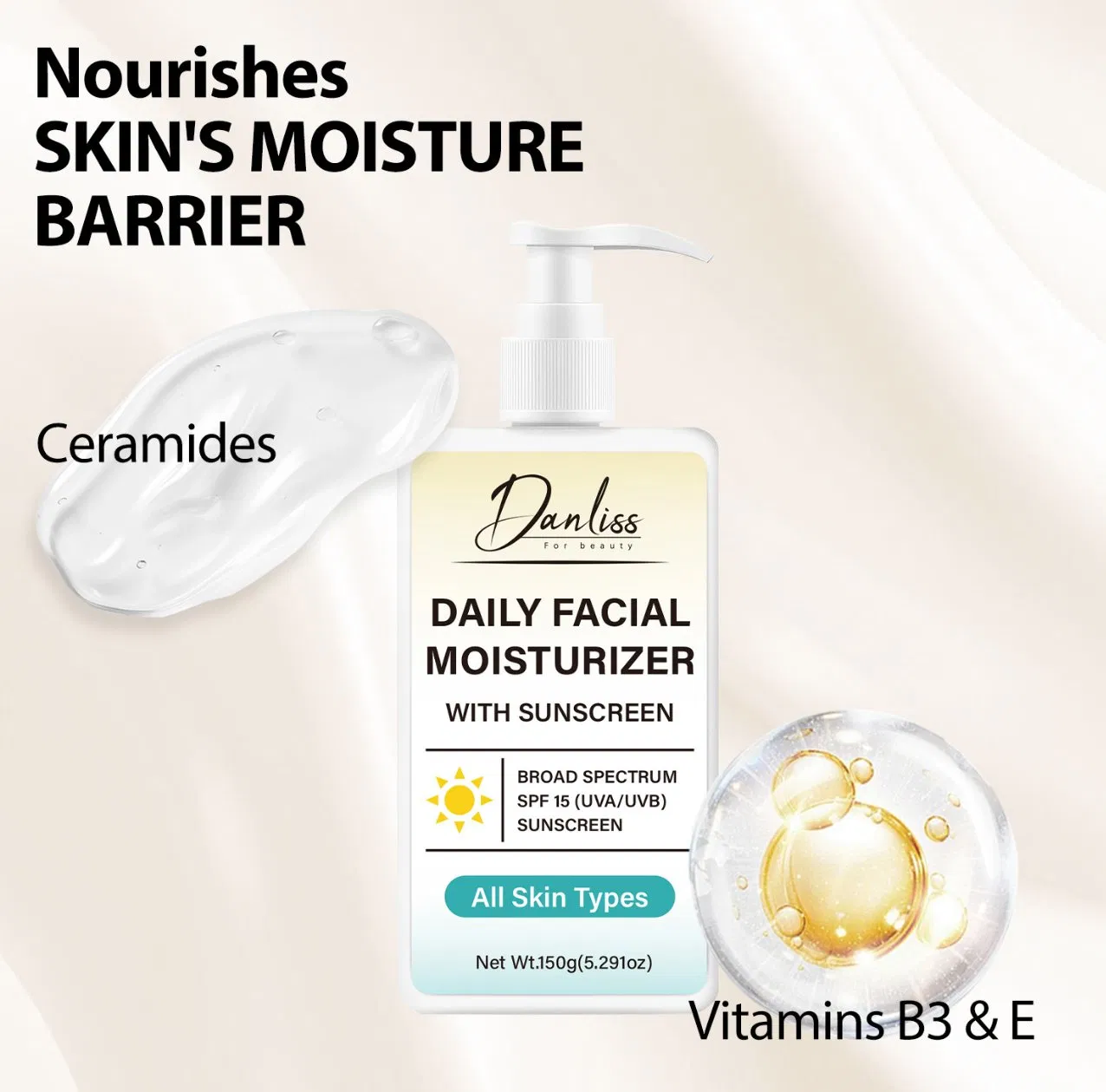 SPF 30 24 Hours Daily Facial Moisturizer Cream Lotion for Skin Types Lightwight Non-Greasy Feel Water Resistant Wasserfest with Hyaluronic Andvitamin E