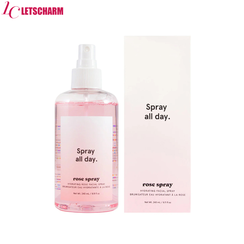 Custom Private Logo 240ml Face Rose Toner Spray Organic Vitamin E Moisturizing Soothing Anti-Wrinkle Brightening Skin Care