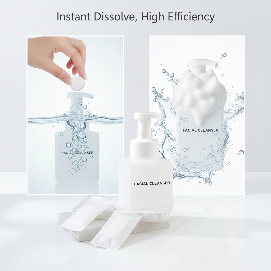 Private Label OEM Deep Pore Cleaning Amino Acid Foam Facial Cleanser, Amino Acid Hydrating Soap Tablet Refills