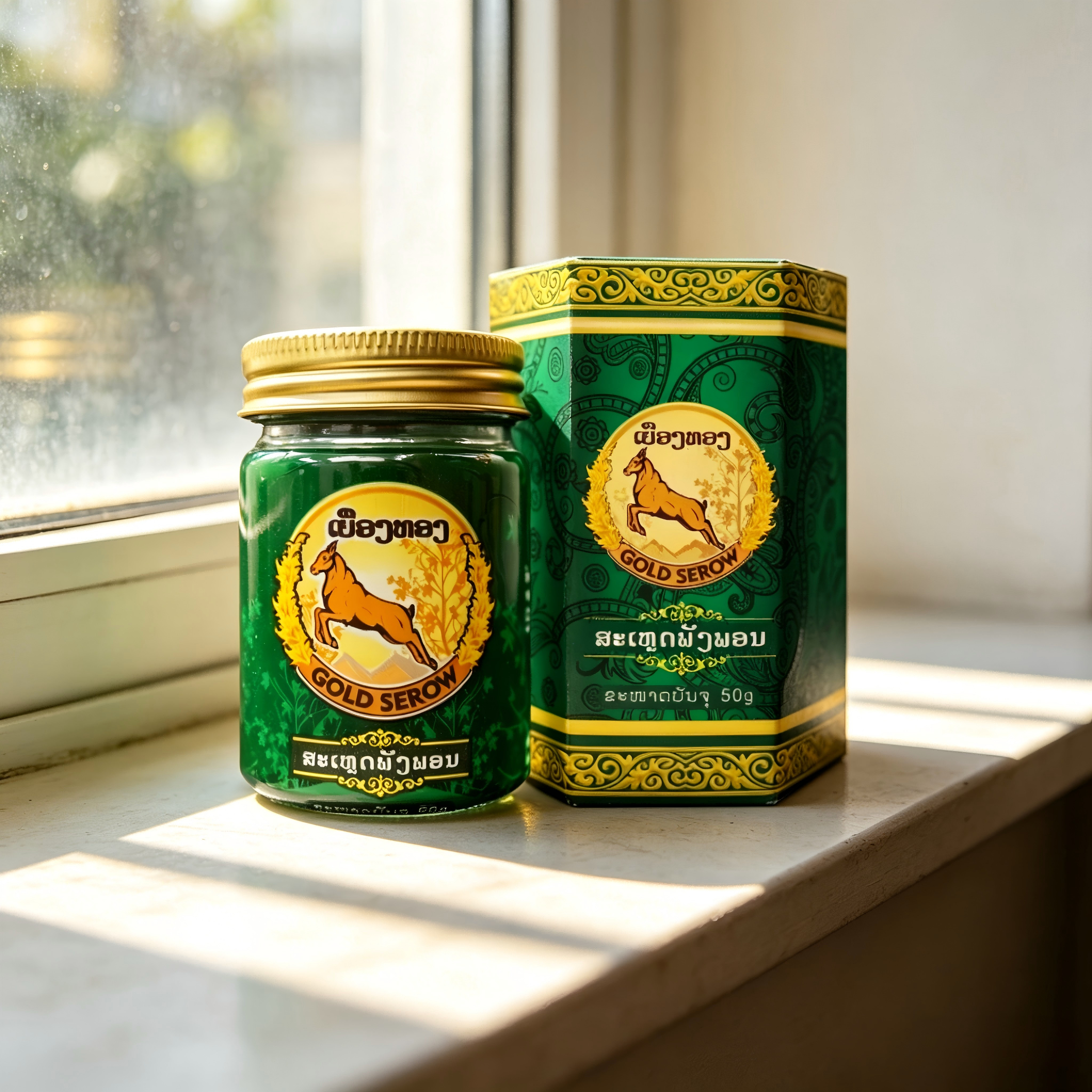 Gold Serow Green Herbal Balm Lemongrass Essential Oil Fragrance-Free Fresh Fragrance Bruises Stiffness Relief Children's Daily