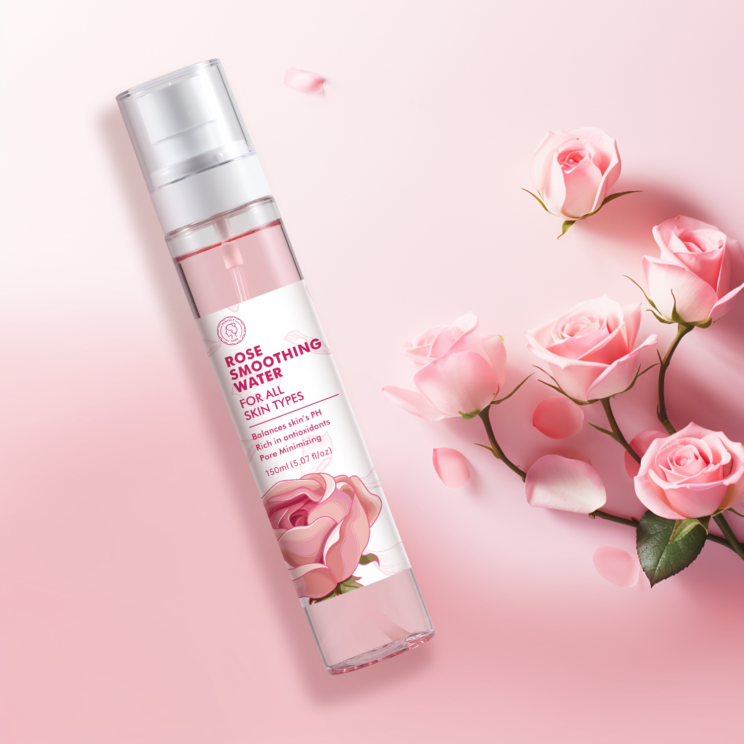 Perfectcare Wholesale Rose Essence Toner Soothing Moisturizing Repairing Skin Pink Bottle Face Toner Spray Adults Women