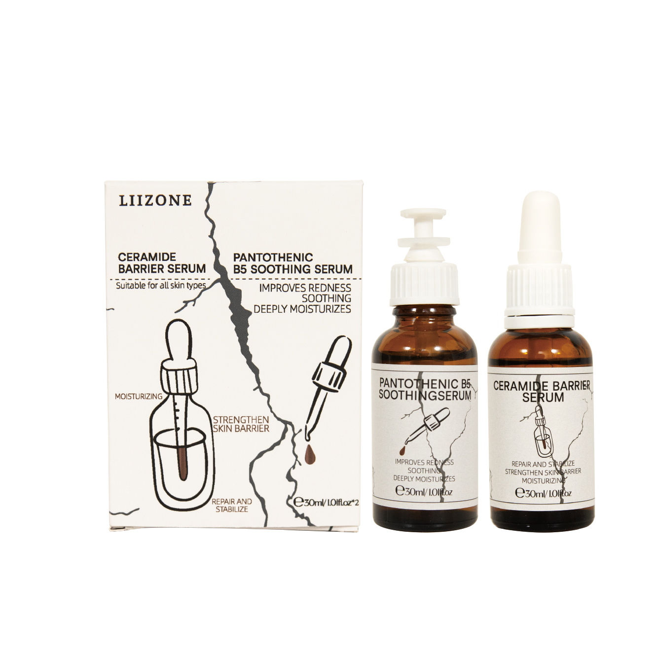 Private Label Face Skin Care Repair Soothing Serum Pantothenic B5 Ceramide Barrier Serum