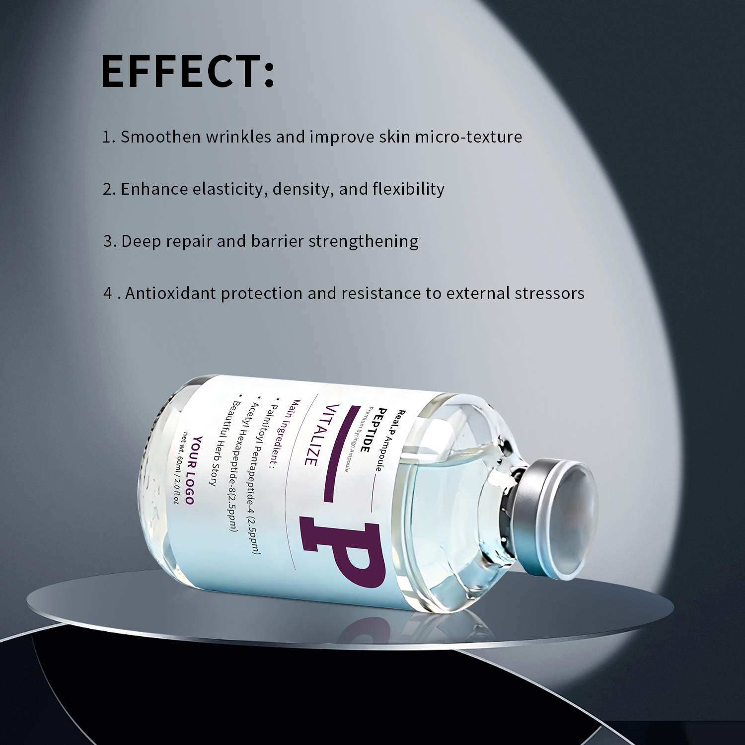60ml Advanced Real Peptide Ampoules Liquid Fast Effective Skin Revitalizer Whitening Moisturizer Anti Aging Wrinkle Removal