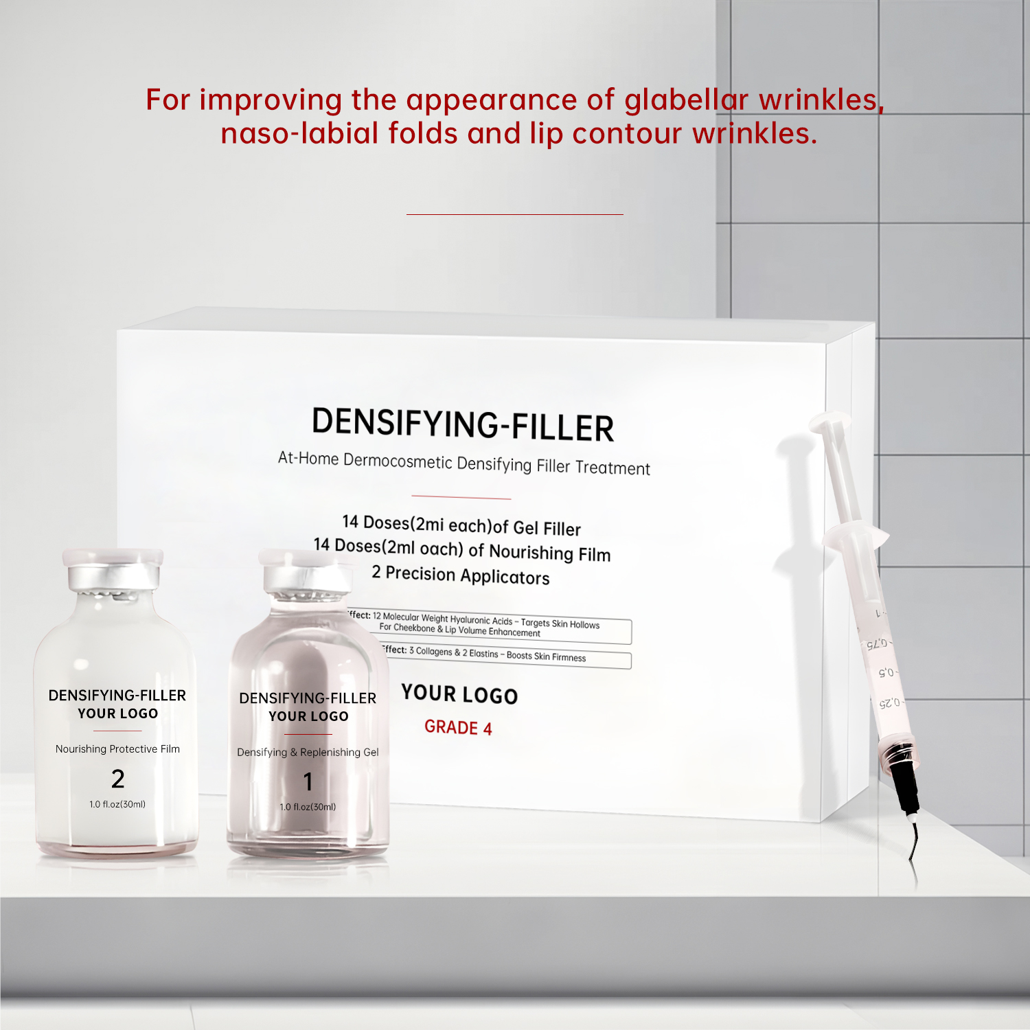 2ml*30ea Collagen 12HA Densifying Filler Gel Anti Aging Reduce Wrinkles Nourishing Film Serum Peptides Improve Skin Thickness