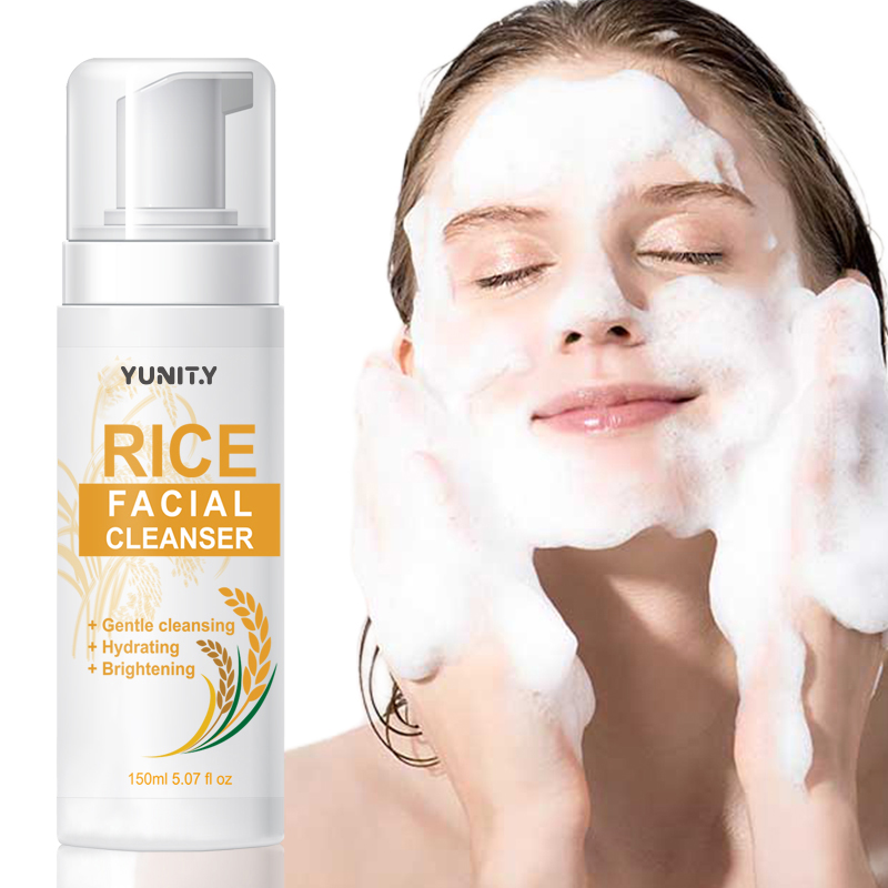 Whitening Hyaluronic Acid Facial Cleanser Deep Cleansing Foam Mousse Face Wash With Rice Cleansing Mousse