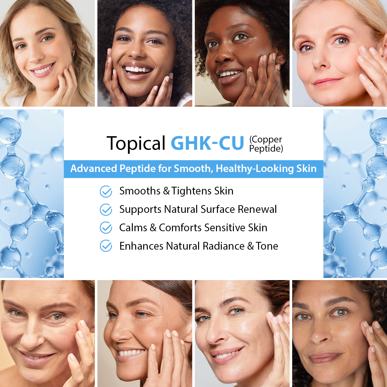 ELAIMEI Wholesale 60g Ghk-cu Blue Moisturizer Cream Copper Peptide Whipped Beef Tallow Balm With Manuka Honey For Face Body