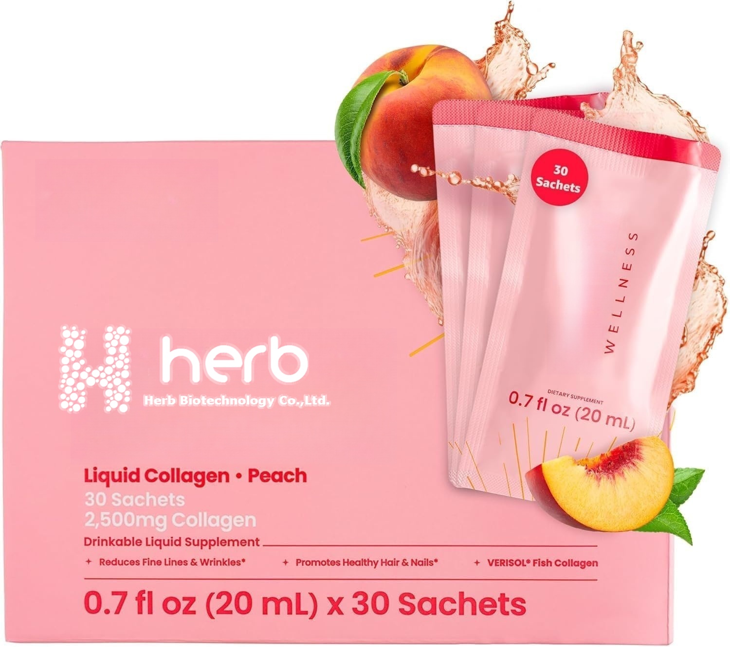 Women's Marine Collagen Peptides Liquid Shots Beauty Support Supplement For Skin Hair Nails Wellness Drink