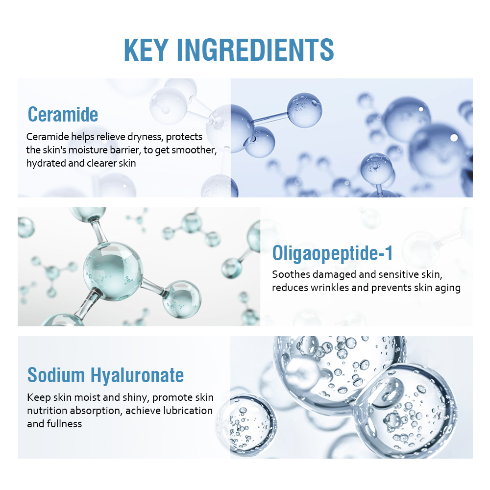 Private Label Skin Care Ceramide Oligopeptide Sodium Hyaluronate Repairing Soothing Hydrating Face Ampoule Serum