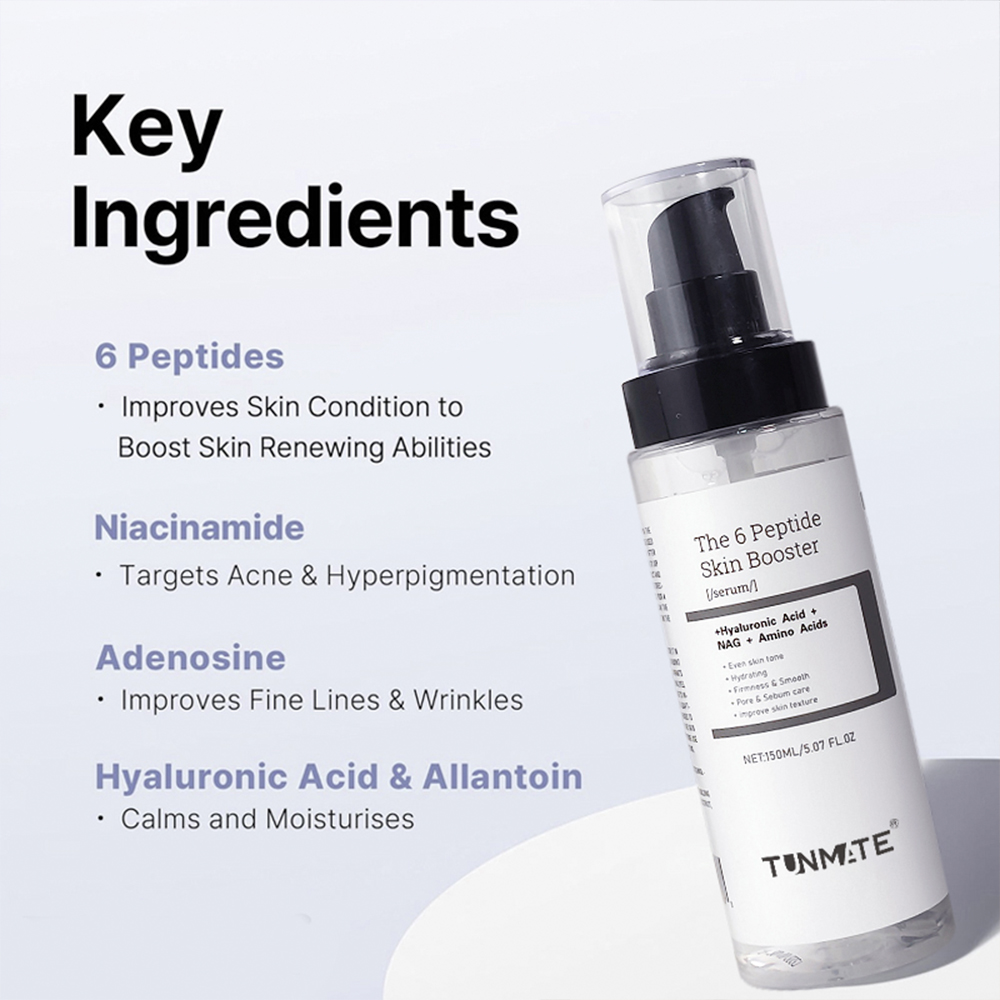 Organic 6 Peptide Skin Booster Whitening Firming Moisturizing Anti-Aging Nourishing Facial Serum Custom