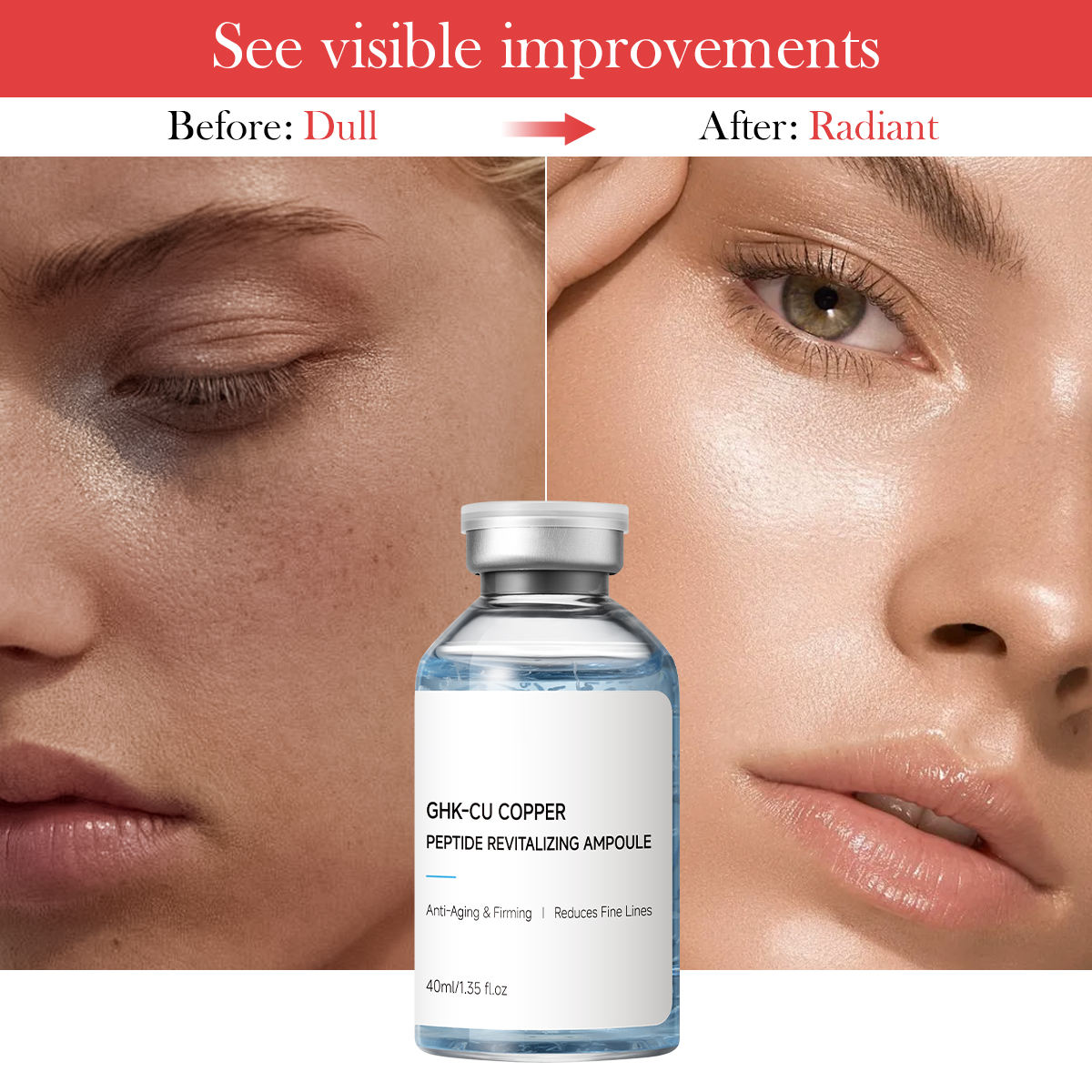 Custom Logo Peptide Collagen Anti Aging Ampoule Serum for Lifting Firming Nourishing Smoothing Hydrating Anti Wrinkle Skin