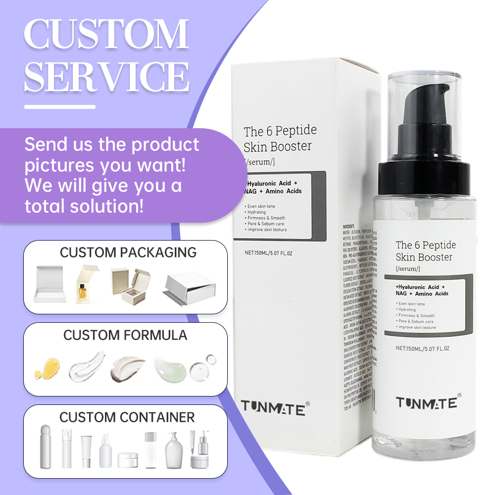 Organic 6 Peptide Skin Booster Whitening Firming Moisturizing Anti-Aging Nourishing Facial Serum Custom