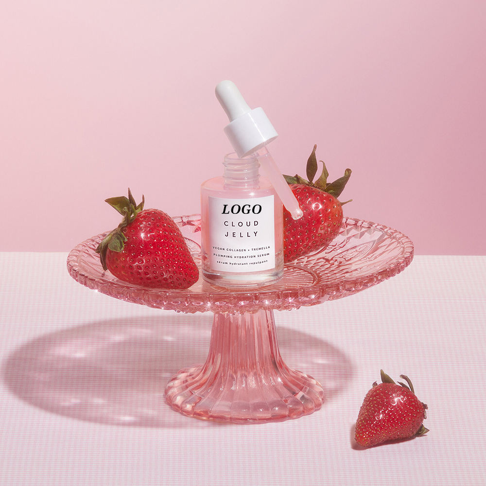Private Label Lightweight Non-Sticky Plumping Hydration Cloud Jelly Pink Anti-Aging Whitening Face Serum for Dry Skin All-Day