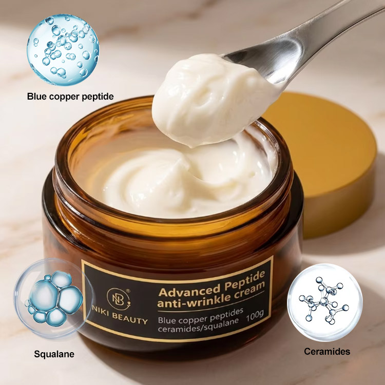 Custom Logo Advanced Blue Copper Peptide Anti Aging Cream With Ceramide Barrier Support for Face Care