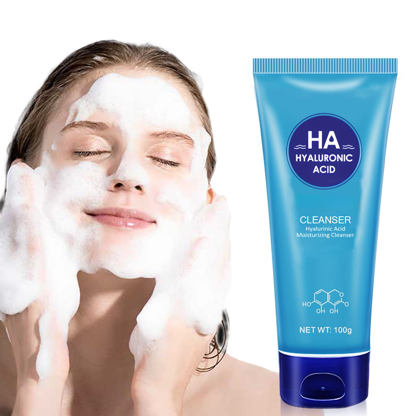 Halal Cosmetic Hyaluronic Acid Moisturizing Face Cleanser Fresh and Does Not Make Skin Feels Pulled