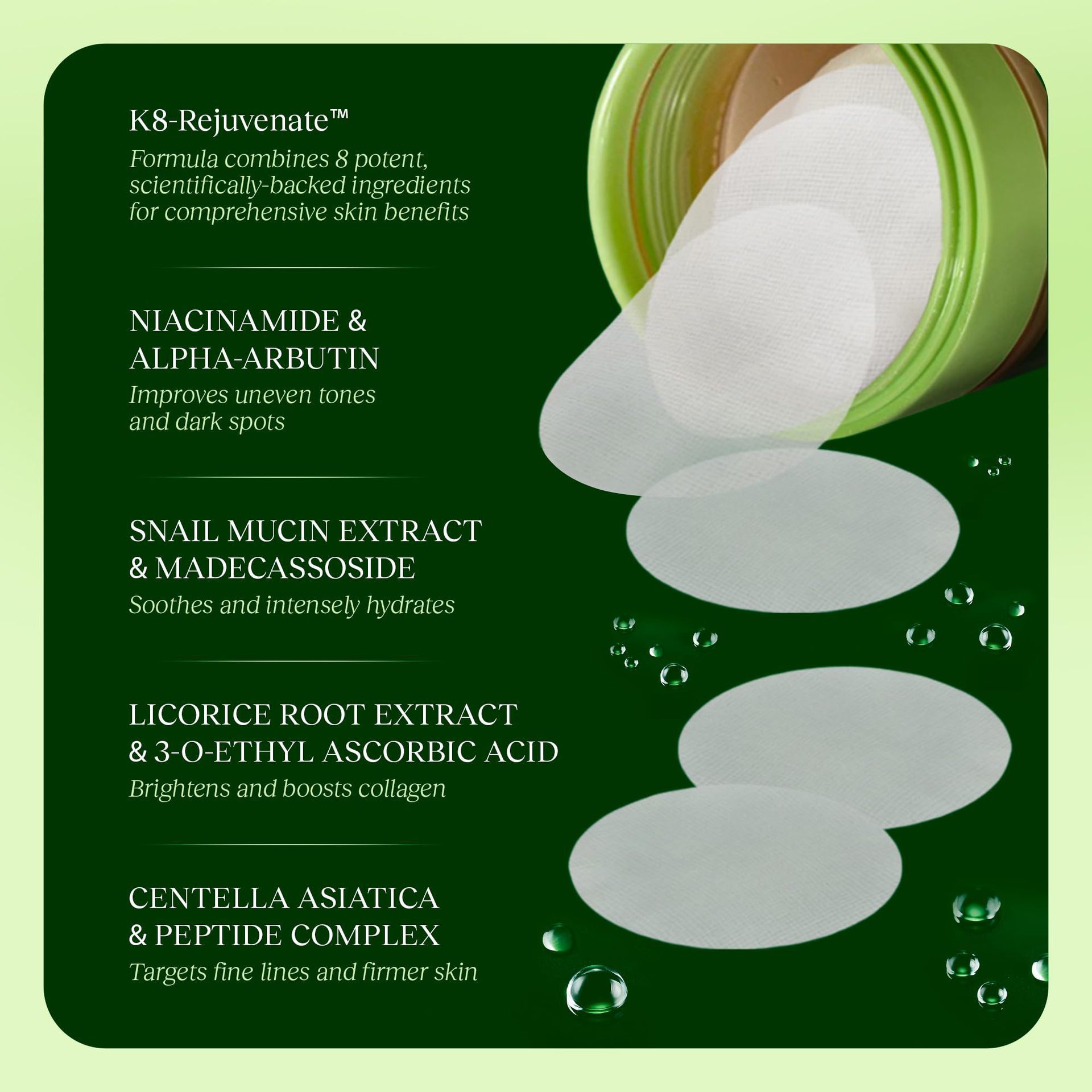 Vegan Natural Snow Grass Skin Care Non-Woven Cotton Pads Deeply Moisturizing Soothing Toner Anti-Aging Repair For Acne-Prone