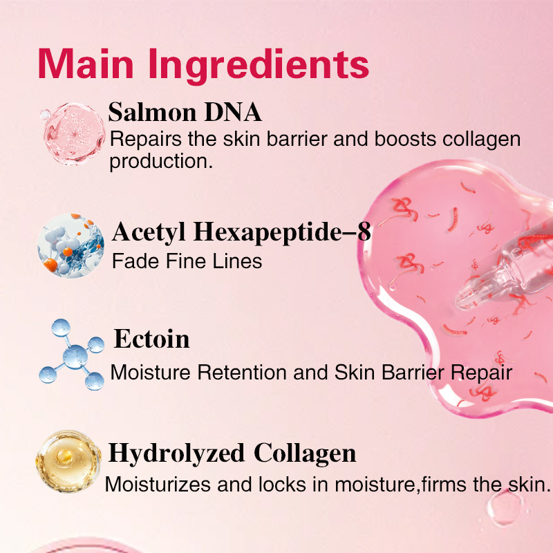 PDRN Repair Silk Peptide Facial Ampoule Face Lifting Serum,Intensive Tightening &amp; Smoothing &amp; Hydrating,Non-Greasy Face Serum