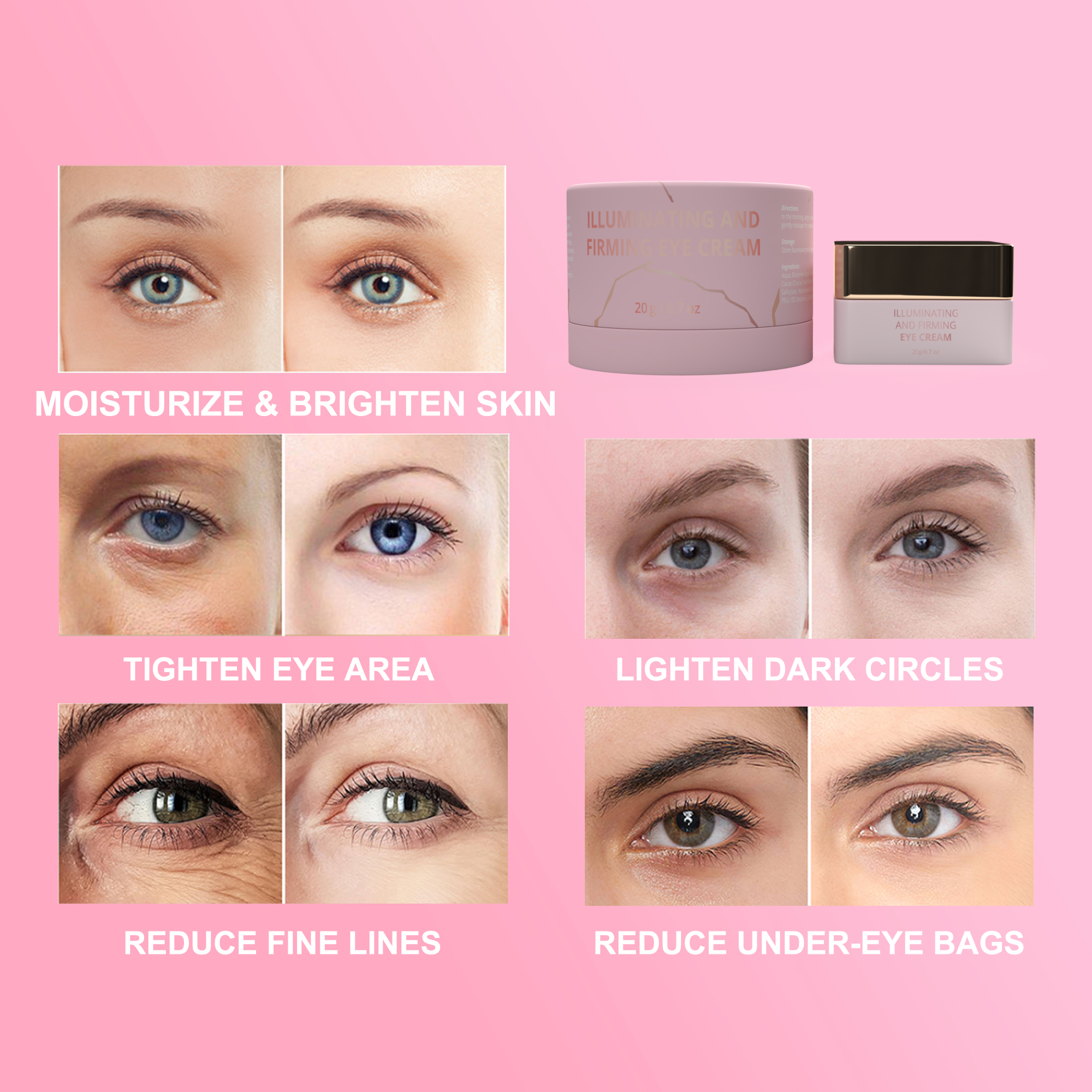 High Quality Wholesale Custom Cruelty Free Peptides Firming Eye Lift Cream Reduce Puffiness Eye Fine Lines Anti Aging Eye Cream