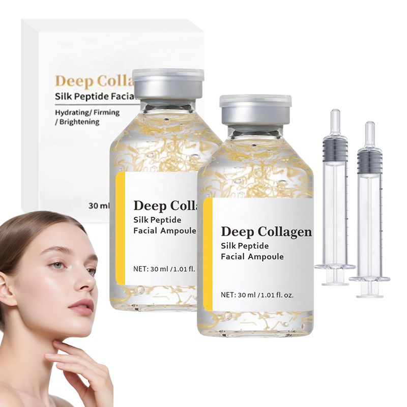 Hot Selling Glass Bottle 30ml Collagen Ampoule Soluble Collagen Firming Silk Peptide Serum Wrinkle Smoothing Face Lifting Serum