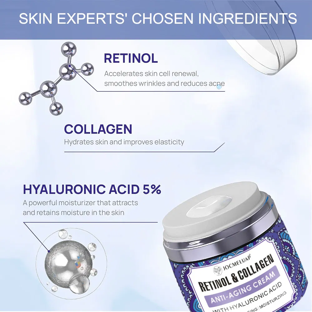 Fade Fine Lines Skin Firming Anti Aging Wrinkle Face Moisturizing Retinol Cream with Hyaluronic Acid Face Cream