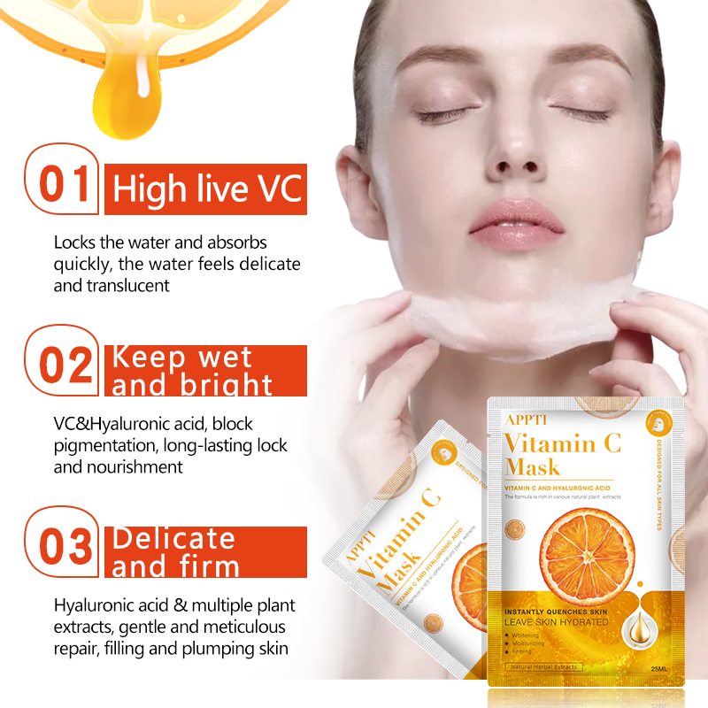 Best New Whitening Facial Mask With Vitamin C Serum And Hyaluronic Acid For Face Filling And Plumping Skin Care Beauty