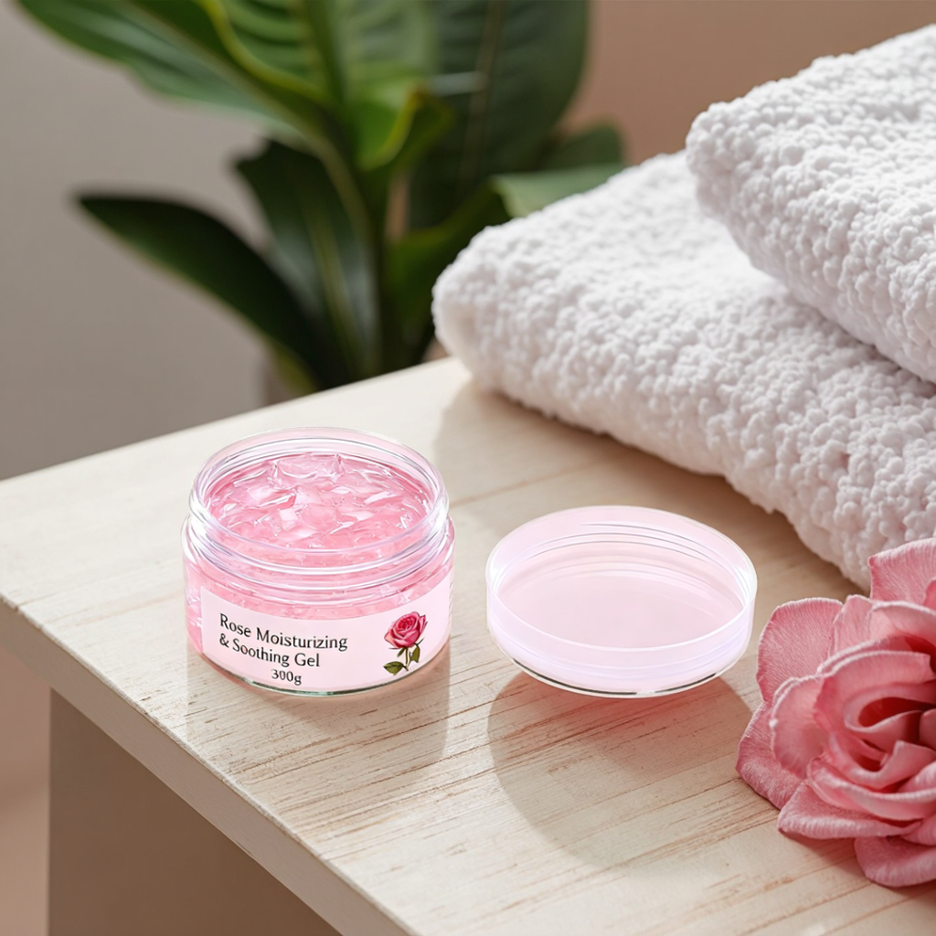 OEM/ODM Available Rose Soothing Hydrating Gel 300ml with Collagen and Peptide Ingredients for Home Use