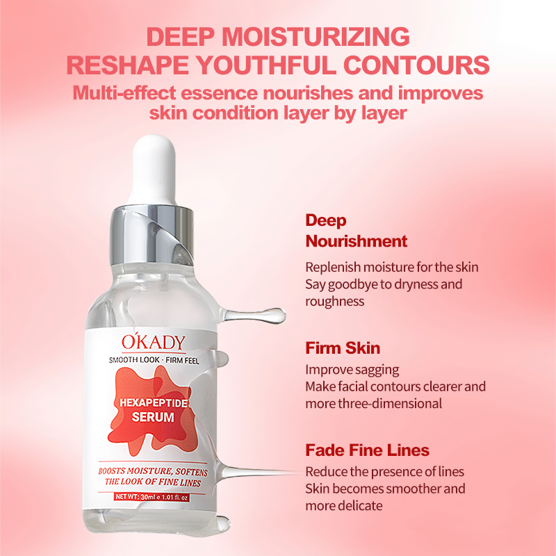 O'KADY Hexapeptide Firming Serum 30ml Hydrating Smoothing Moisturizing Facial Skin Care Serum for Daily Care