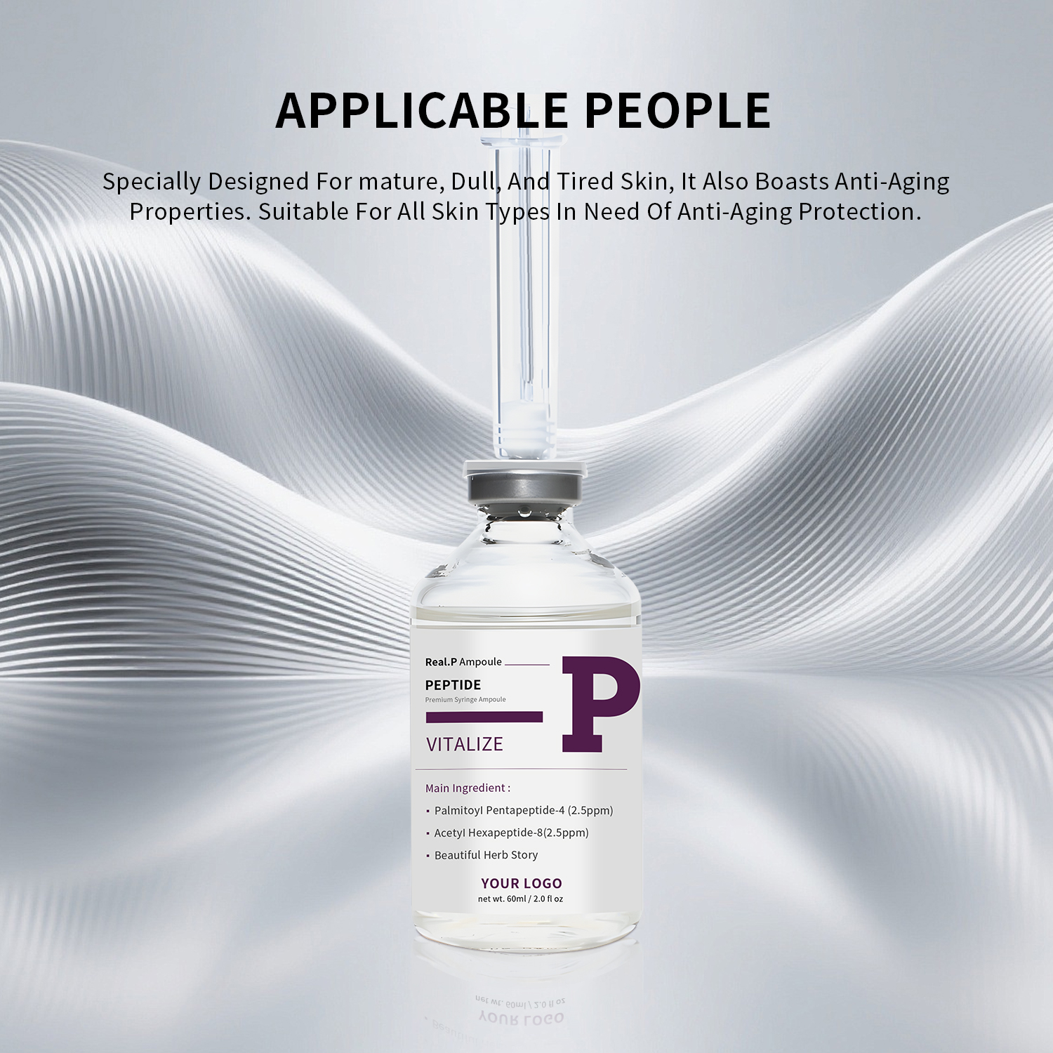 60ml Advanced Real Peptide Ampoules Liquid Fast Effective Skin Revitalizer Whitening Moisturizer Anti Aging Wrinkle Removal