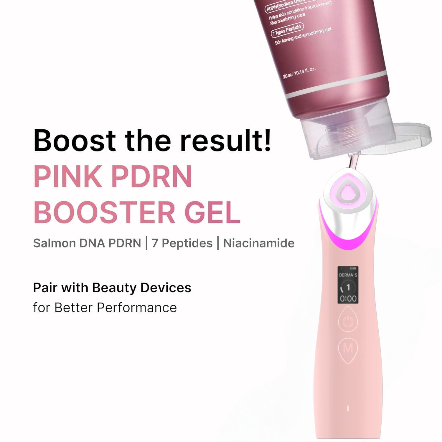 300ml Collagen PDRN Booster Gel with 7 Types Peptide Professional Smoothing Gel Beauty Device Skin Recovery Serum