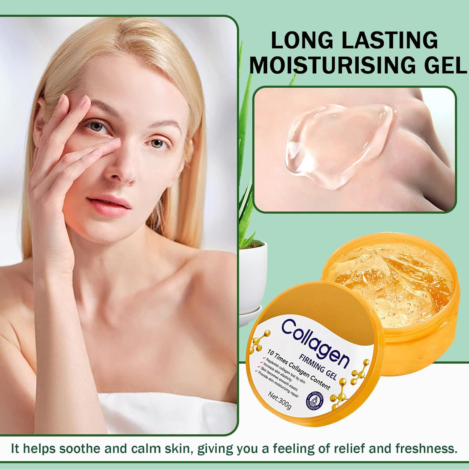 Sadoer Collagen Gel 300g Hydrating Moisturizing Nourishing Refreshing Face Massage Unisex