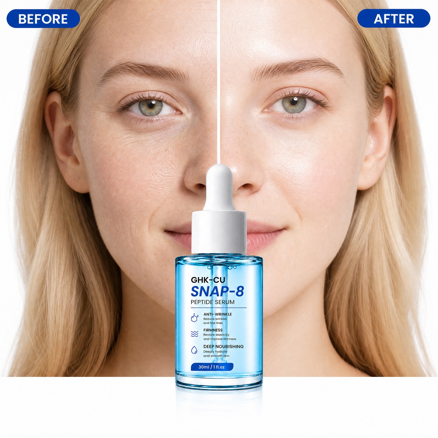Manufacturer OEM Korean GHK-Cu SNAP-8 Peptide Serum Anti Aging Firming Repairing Vitamin C Glow Face Serum