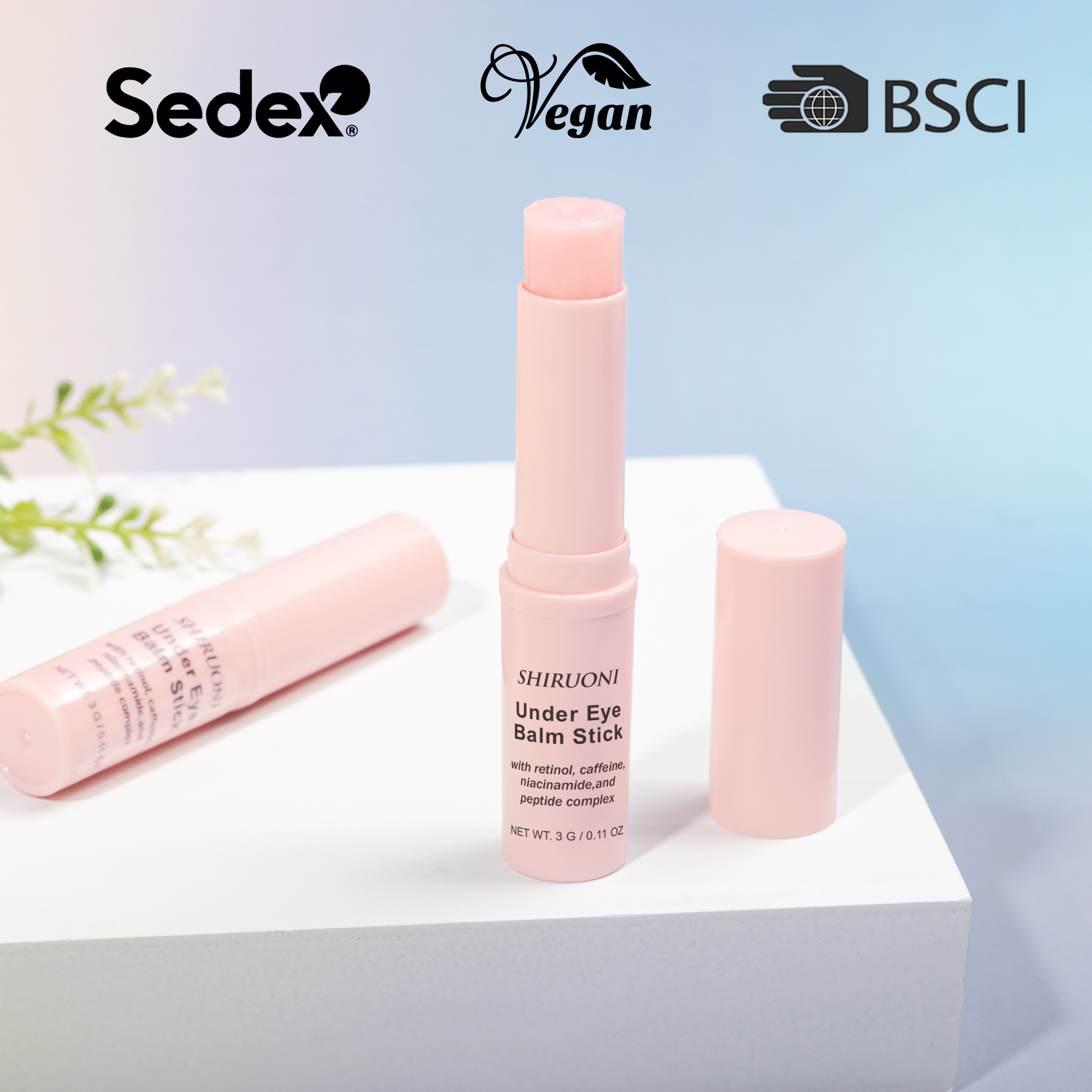 Wholesale Eye Balm Stick With Retinol Eye Bags Removal Anti-Wrinkle Moisturizing Moisturizing Peptide Pink Under Eye Balm