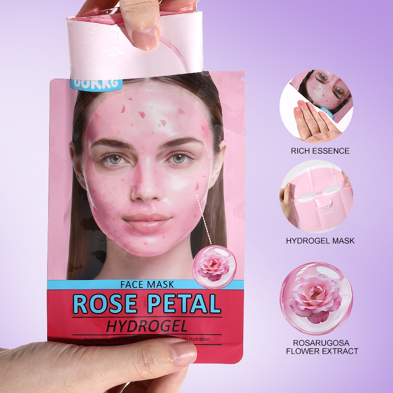 Bulk Pack Pink/Yellow/Purple Sodium Hyaluronate Rose Collagen Face Mask Anti-Wrinkle Hydrogel Plumper Repair Facial Mask Sheet