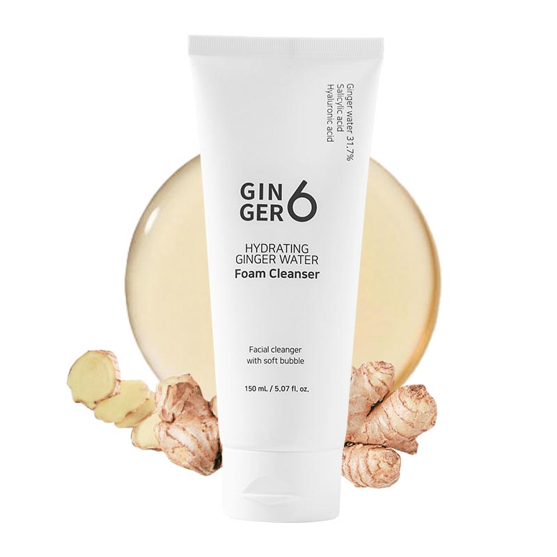 GINGER6 Vegan Korean Daily Detox Hyaluronic Acid Glycerin Weekly Alkaline Bubble Hydrating Ginger Water Foam Cleanser for All