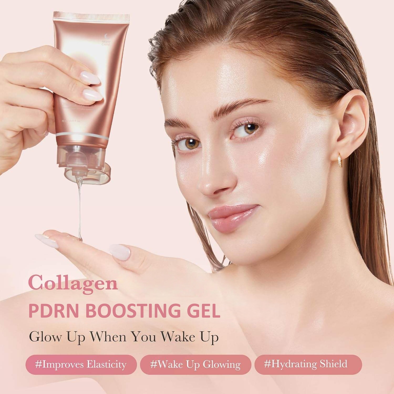 300ml Collagen PDRN Booster Gel with 7 Types Peptide Professional Smoothing Gel Beauty Device Skin Recovery Serum