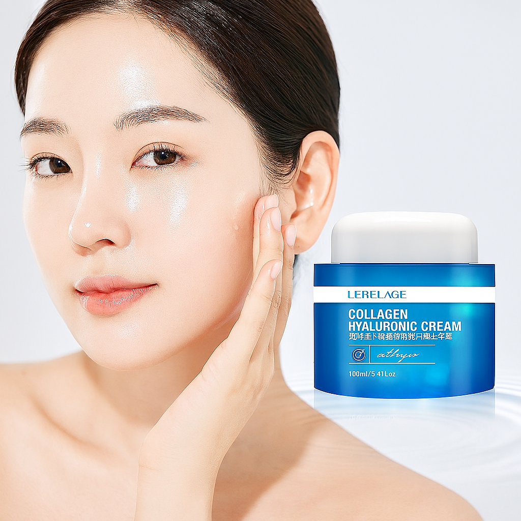 K-Beauty Niacinamide Infused Face Cream Anti-Aging Collagen Hyaluronic Acid Deep Hydration Firming Moisturizer Green Tea