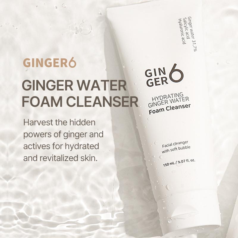 GINGER6 Vegan Korean Daily Detox Hyaluronic Acid Glycerin Weekly Alkaline Bubble Hydrating Ginger Water Foam Cleanser for All
