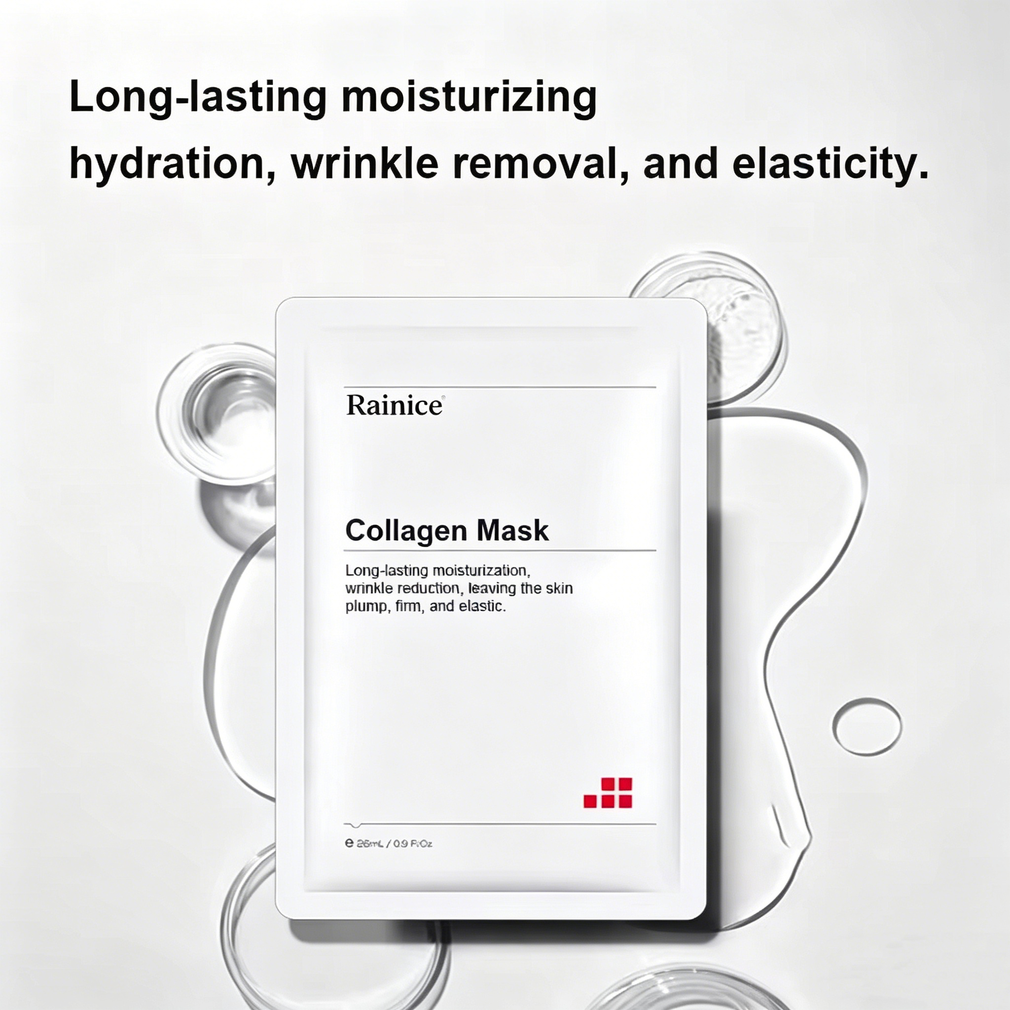 Rainice Collagen Face Mask - Hyaluronic Acid, Skin-Plumping &amp; Fast-Absorbing Sheet Mask for All Skin Types
