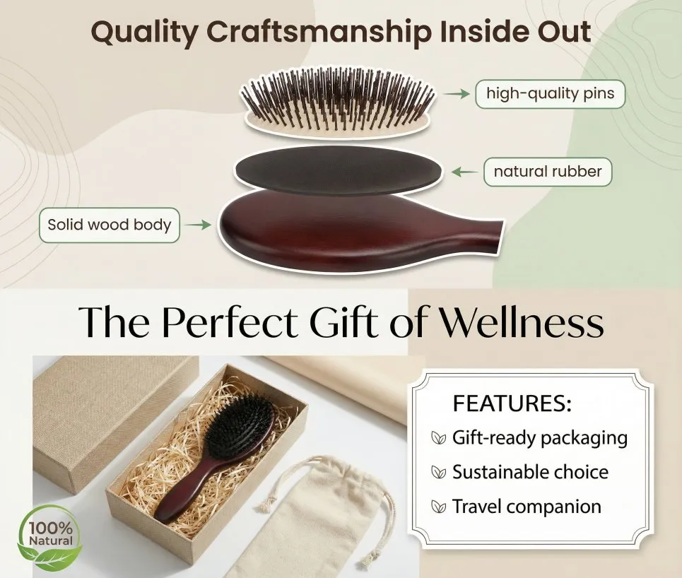 Oval Air Cushion Hairbrush Nylon Bristle Scalp Massage Brush for Women & Men