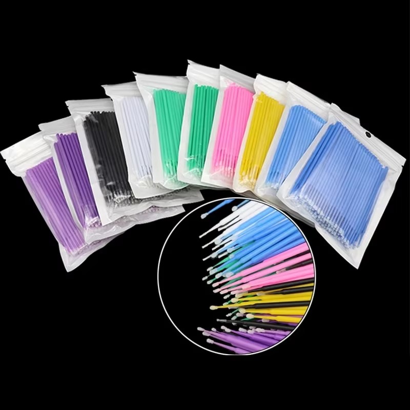 100 Pcs/bag Micro Makeup Brushes Eyelash Cleaning Brush Lash Extension Disposable Cotton Swab Applicators Individual Microbrush
