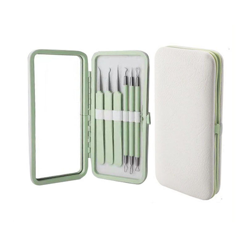 6 PCS Assorted Color Stainless Steel Facial Nose Blackhead Tweezers Kit with Mirror Pore Cleaning &amp; Acne Treatment
