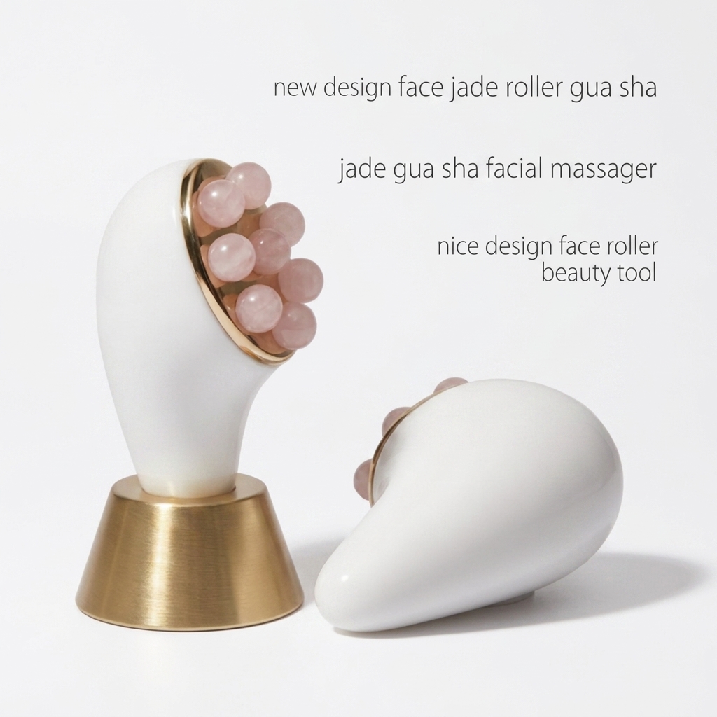 New Design Nice Style Anti-Wrinkle Face Lifting Jade Facial Roller Rotatable Jade Ball Face Lymphatic Contour Body Massage Tool