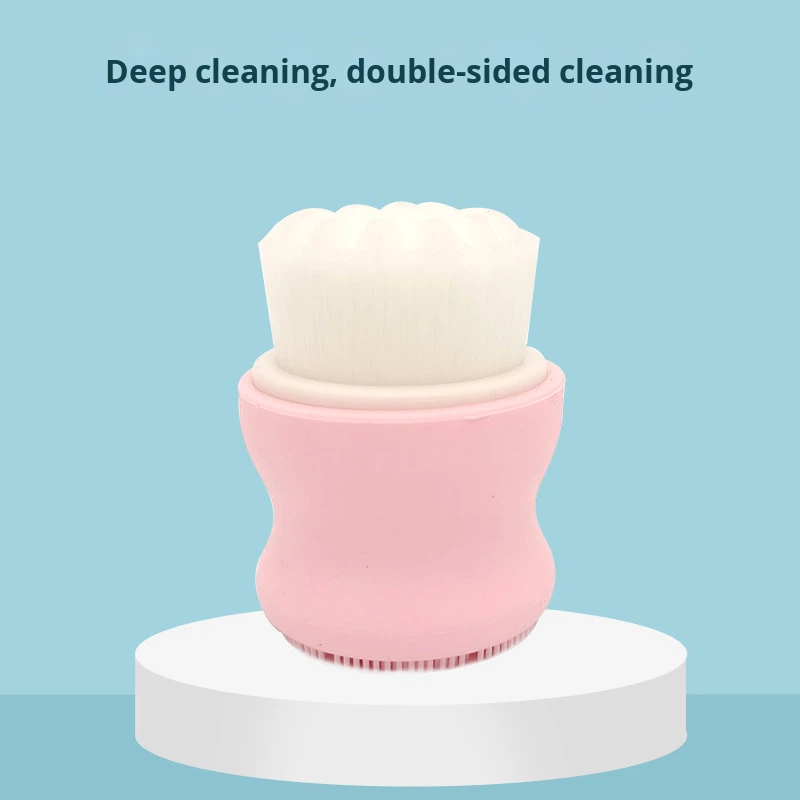 Silicone Soft Hair Double-sided 3D Manual Face Washing Brush Makeup Removing Cleansing Tool