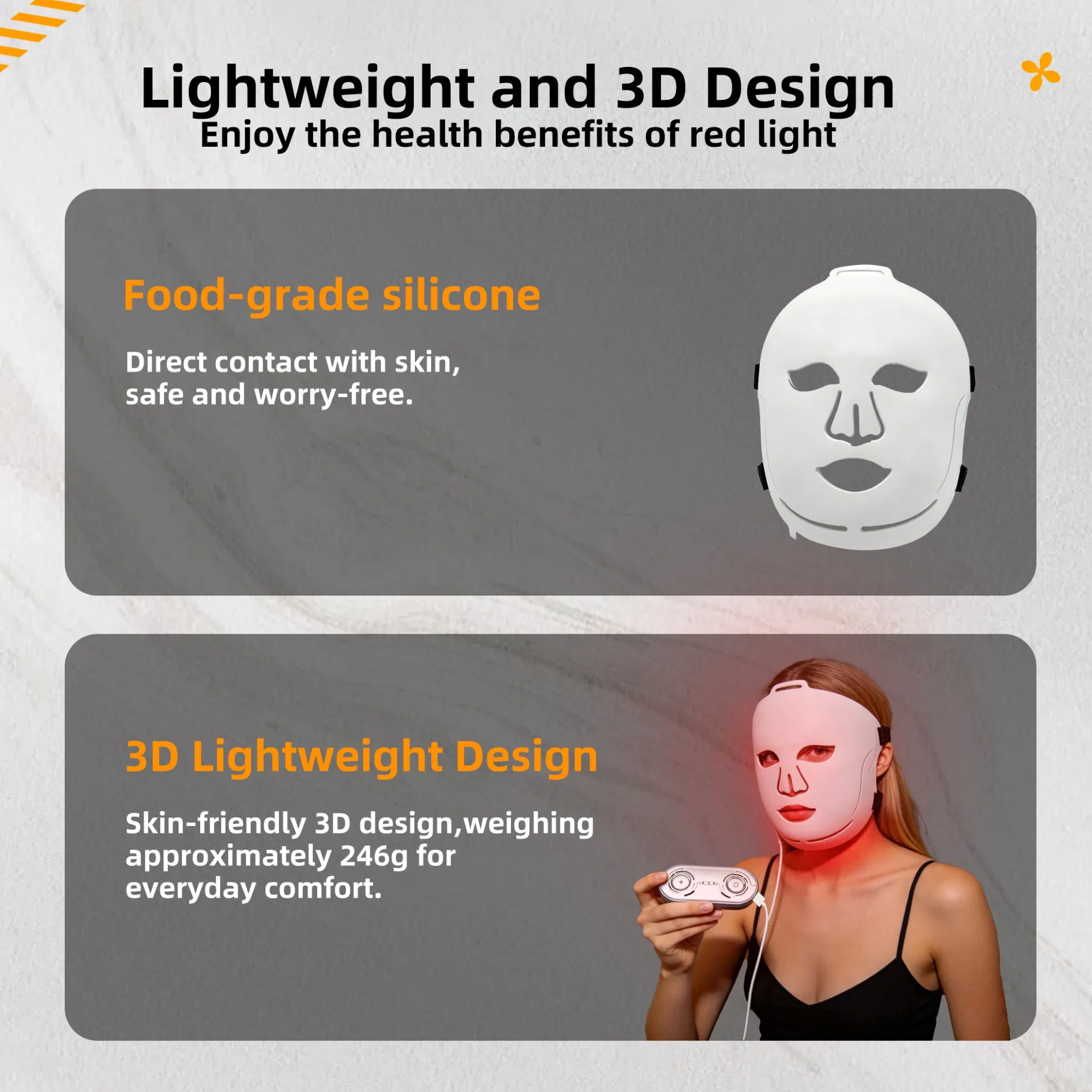 Professional Liquid Silicone Beauty Mask 460nm 590nm 633nm 830nm 1072nm Infrared LED Red Light Therapy Face Device